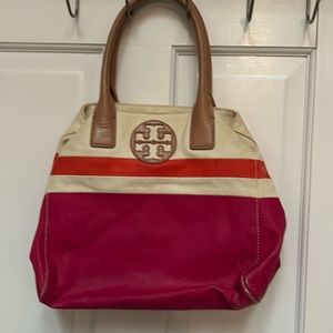 Tory Burch Hot Pink with orange and cream bag